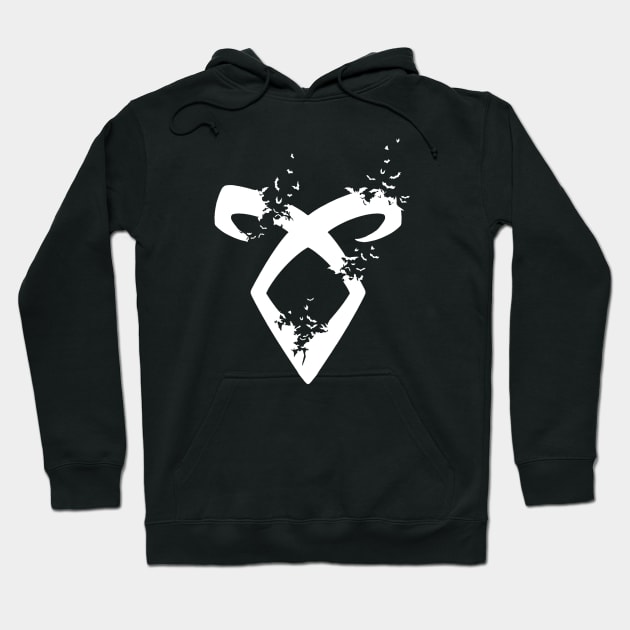 Shadowhunters / The mortal istruments - Angelic power rune with destructive bats (white) - Clary, Alec, Jace, Izzy, Magnus - Mundane Hoodie by Vane22april